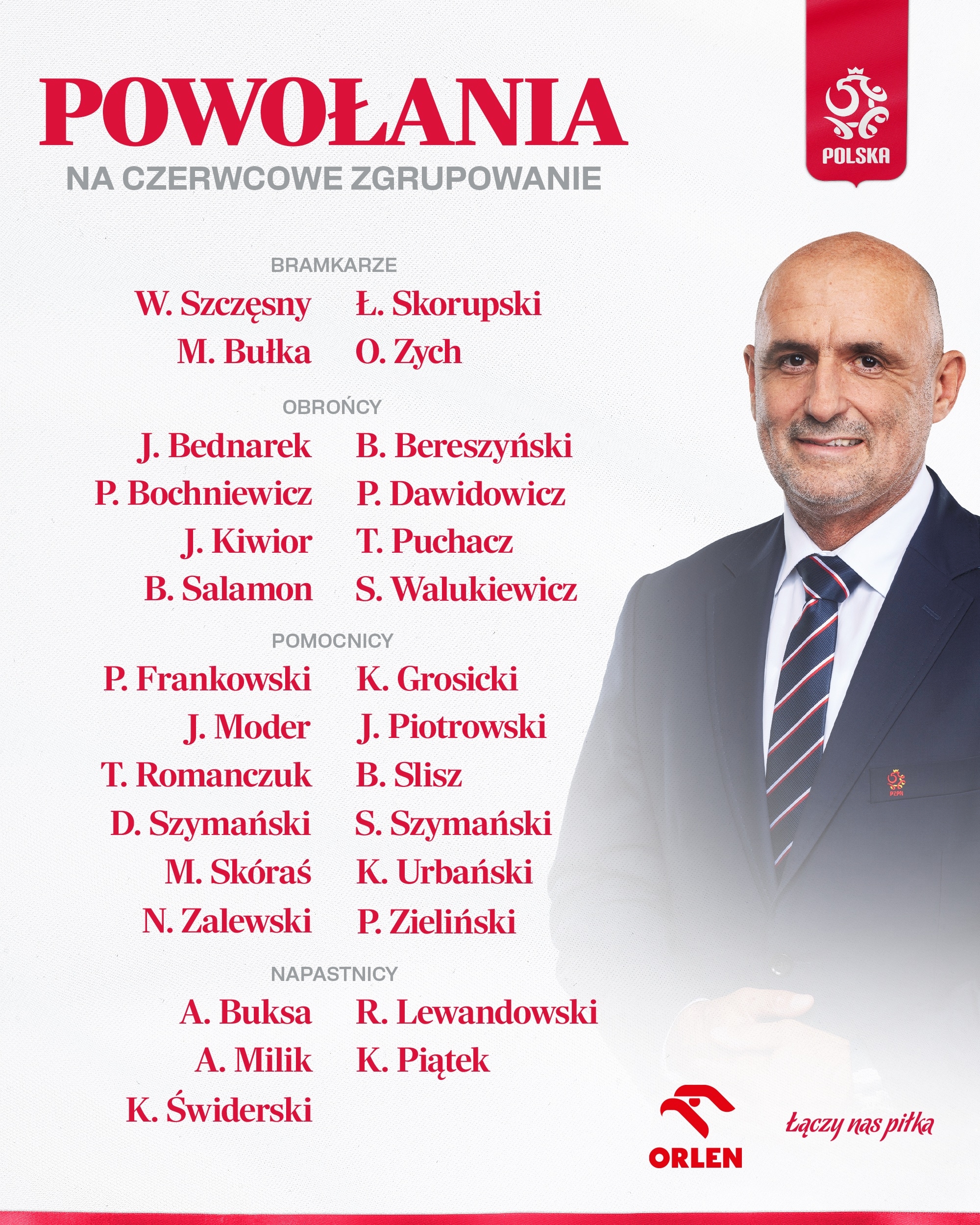 波兰欧洲杯初选名单：莱万领衔，米利克、泽林斯基、3C在列